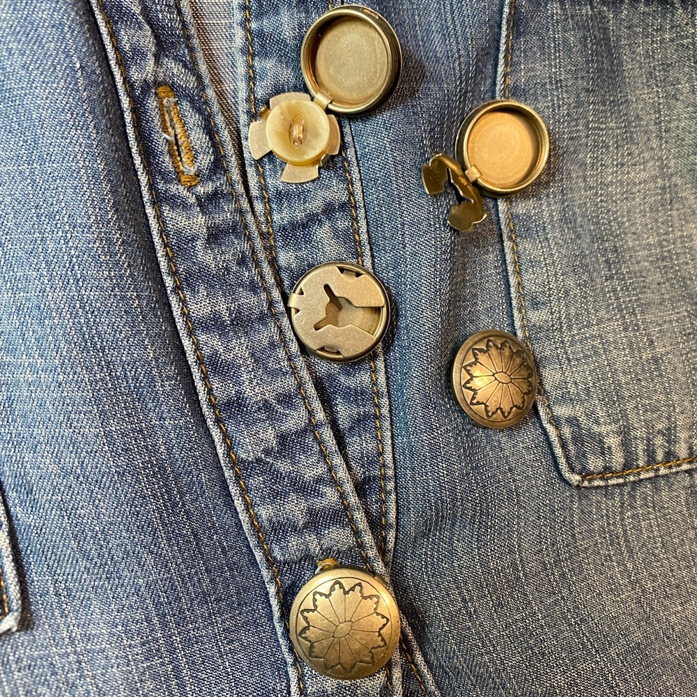 Silver tone button covers with Decorative Patterns